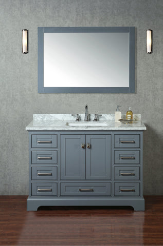 Stufurhome Newport Grey 48 inch Single Sink Bathroom Vanity with Mirro ...