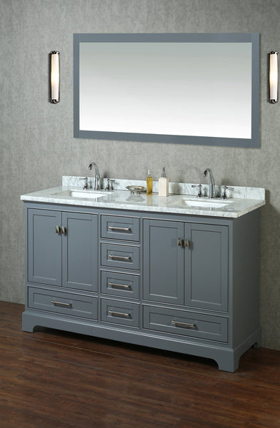 Stufurhome Newport Grey 60 inch Double Sink Bathroom Vanity with Mirro ...