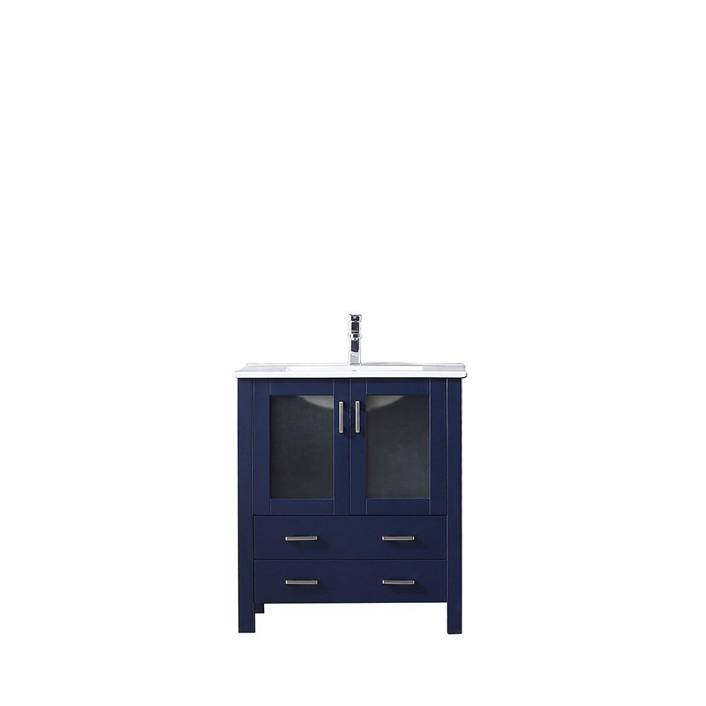 Volez 30 Navy Blue Single Vanity Integrated Top White Integrated Dream Bathroom Vanities