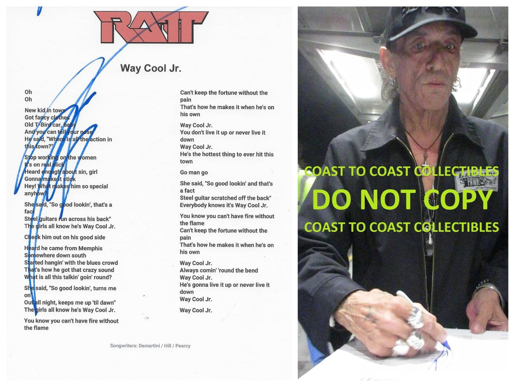 Geoff Tate signed Queesryche Jet City Woman Lyrics sheet COA proof