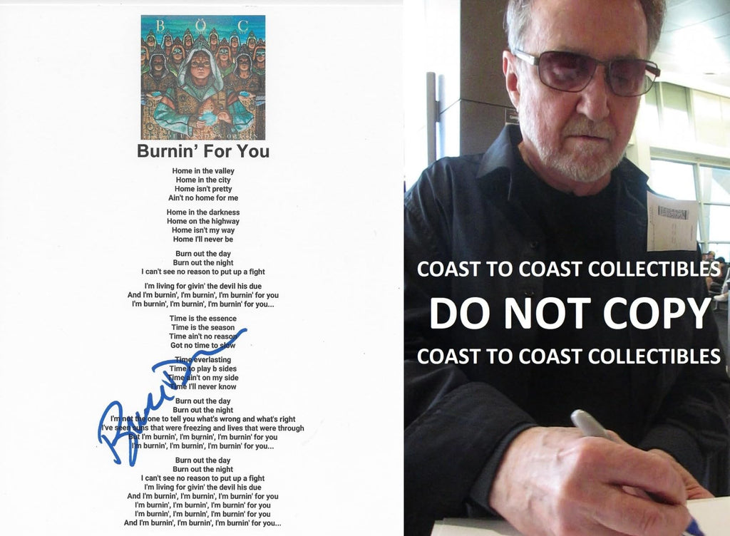 Buck Dharma signed Blue Oyster Cult Dont Fear The Reaper Lyrics