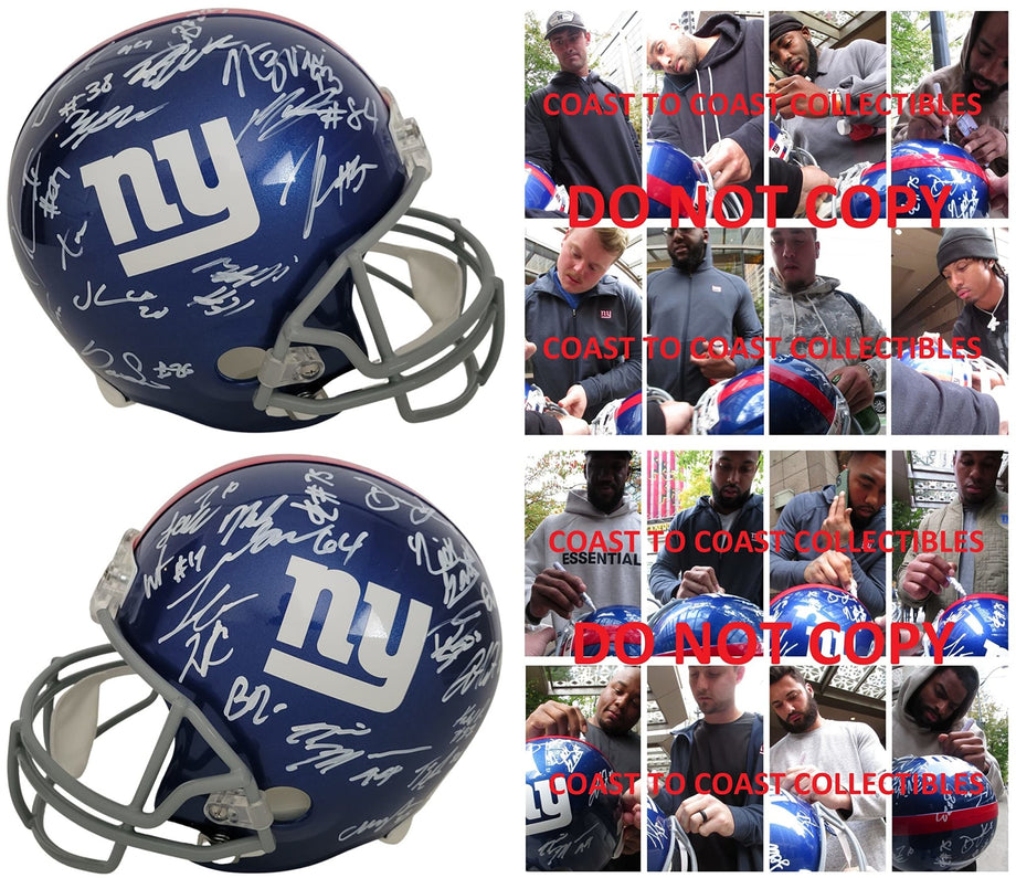 Daniel Jones Autographed New York Giants Chrome Full-Size Football Helmet -  BAS COA