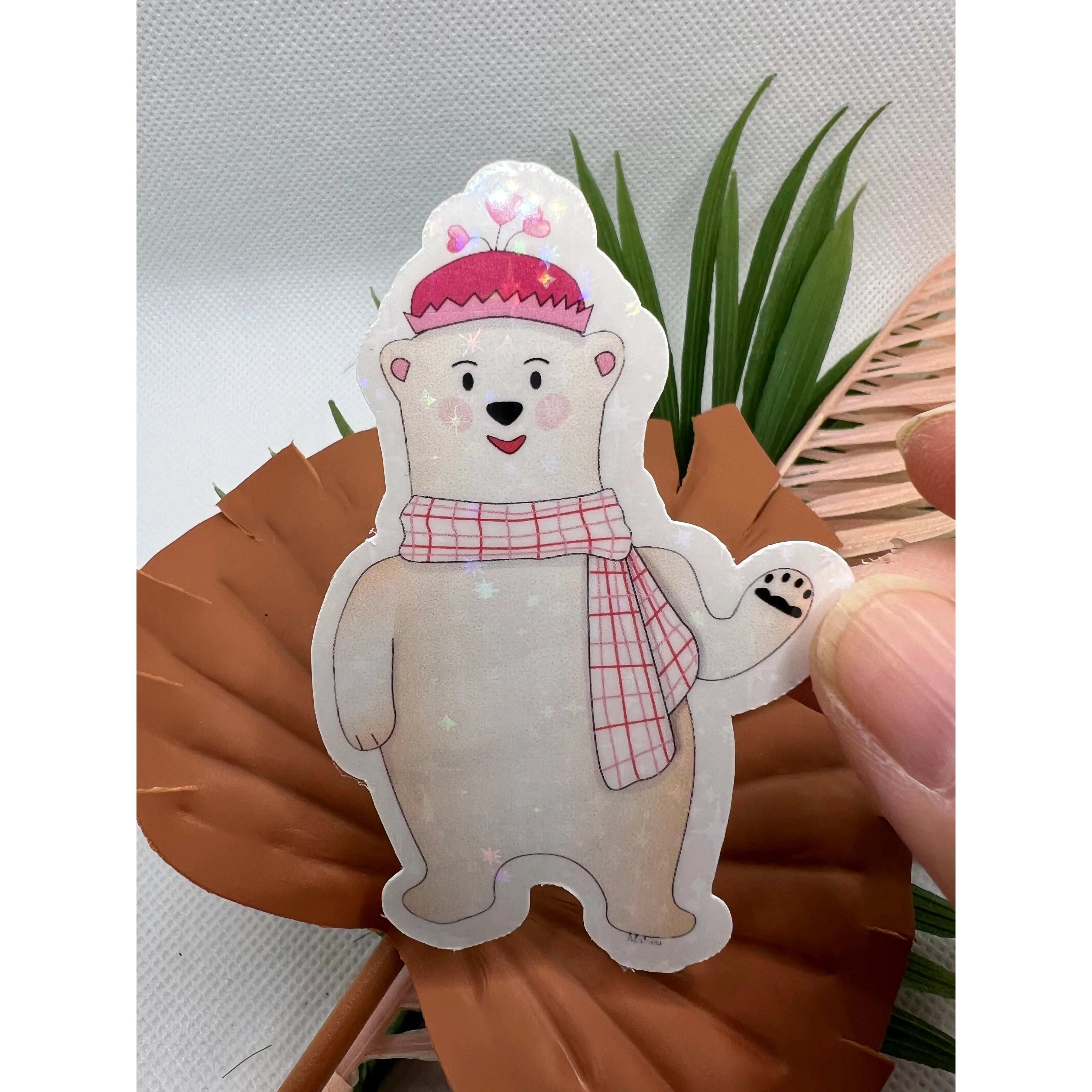 Holographic Polar Bear Love Stickers