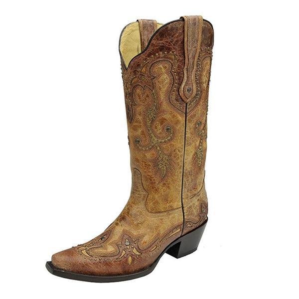 Corral Women's Cognac Antique Saddle Snip Toe Cowgirl Boot - G1201 ...