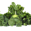 Several different leafy green vegetables clustered together.