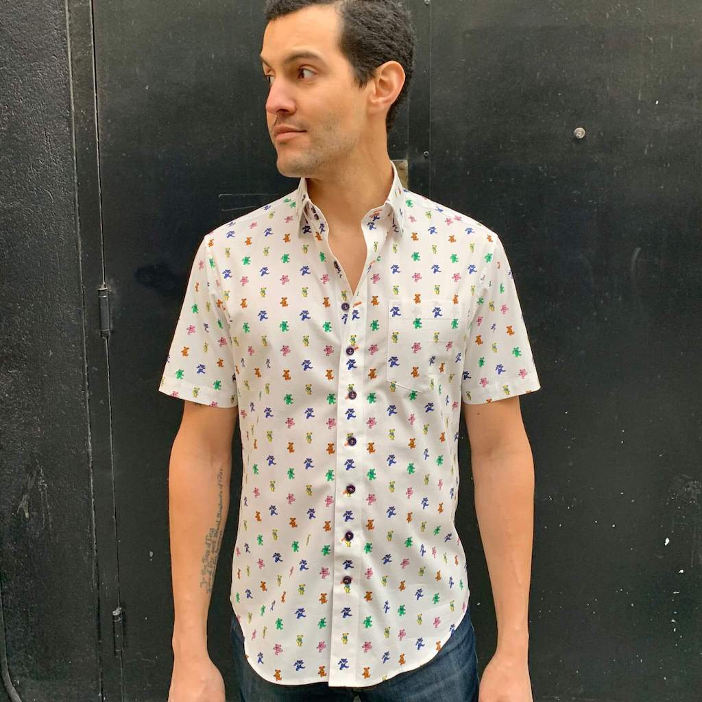 Jerry Garcia Iconic Mesh Button Down in Royal– Section 119