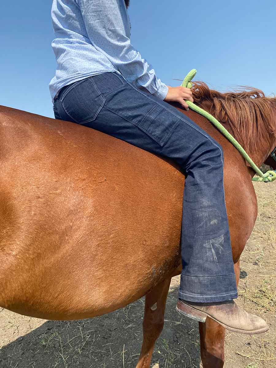 Kelsey in the saddle, featuring the shot pocket.