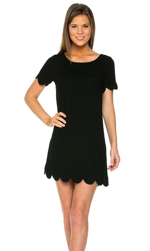Kensie Scallop Dress in Black | Biology Boutique