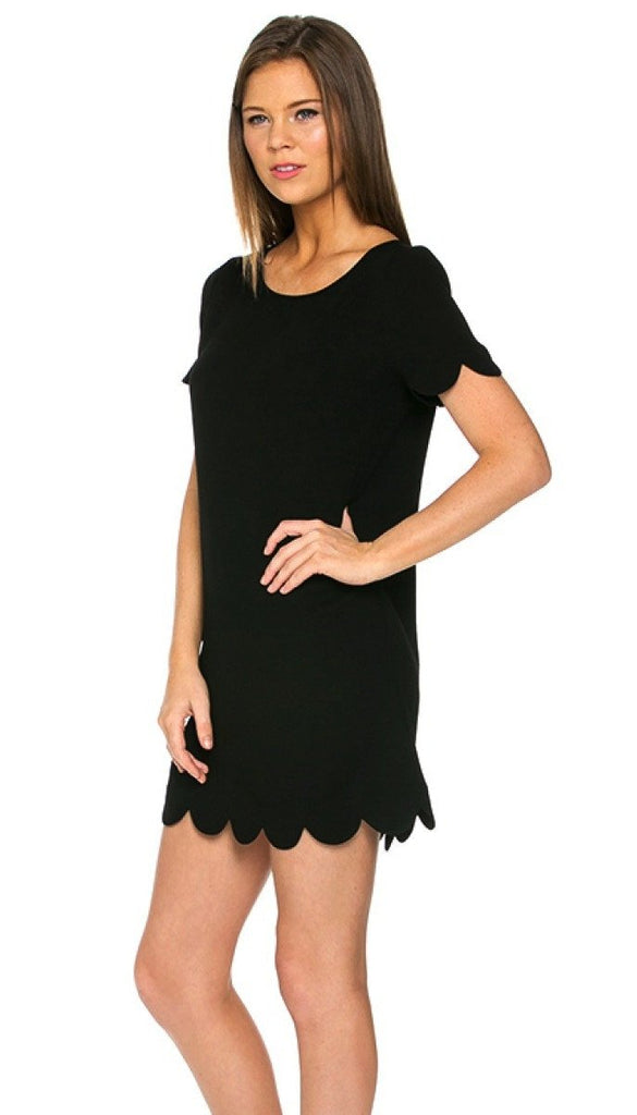 Kensie Scallop Dress in Black | Biology Boutique
