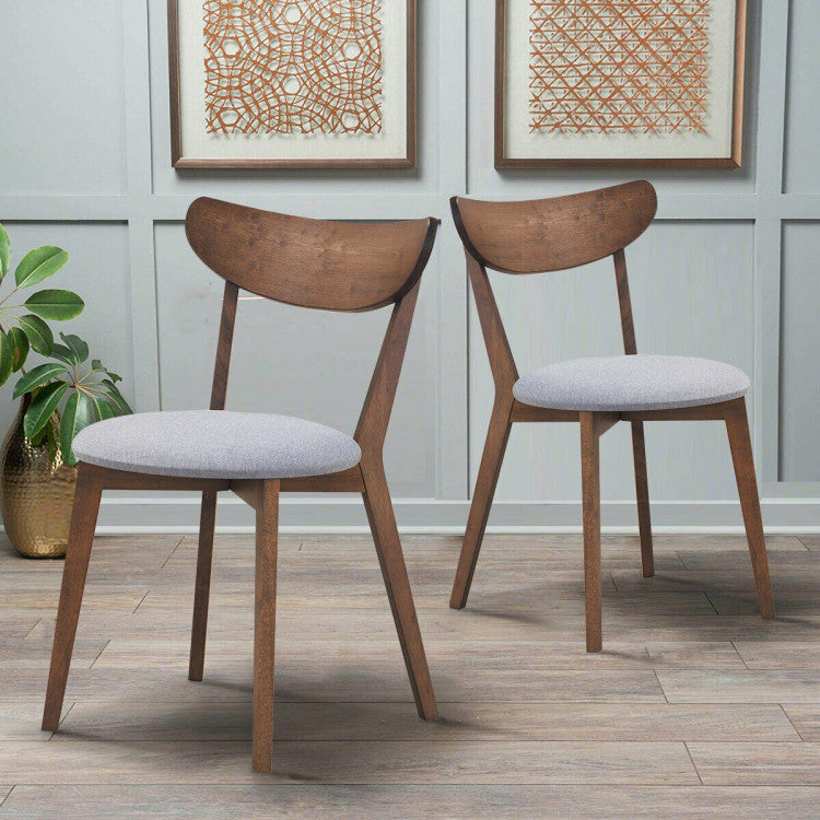 Set of 2 Dining Chairs Upholstered Curved Back Side