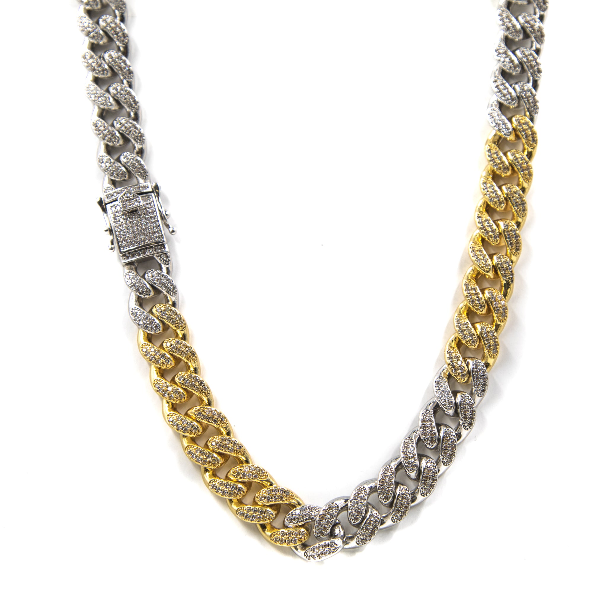 Studded 2 Tone Cuban Link Necklace 14mm – THE SNEAKER STUDIO