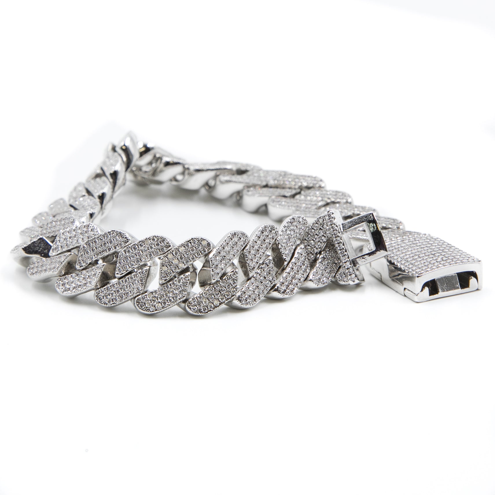Studded Prong Set Cuban Link Bracelet - Silver – THE SNEAKER STUDIO