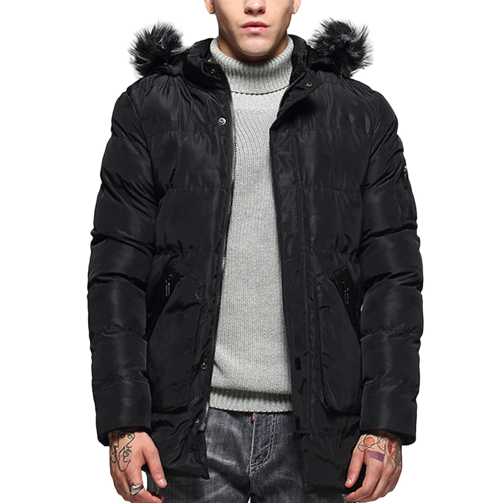 Mens Hood Removable Faux Fur Coat 4 Colors - Cloudstyle