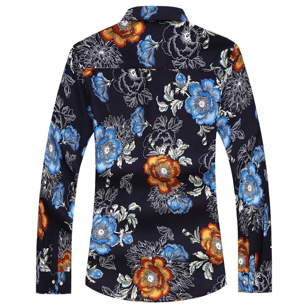 Mens Floral Shirt Casual Button Down Long Sleeve Flower Printed Shirt Men's Floral  Printed Long Sleeve Button Party Casual Fancy Floral Shirts Funky Printed  Shirt Long Sleeve Floral Button Down Shirts 