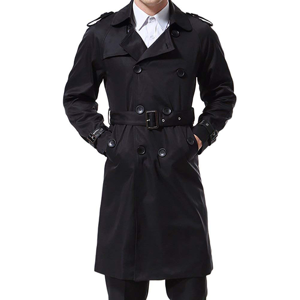 Mens Slim Fit Belted Trench Coat 5 Colors - Cloudstyle