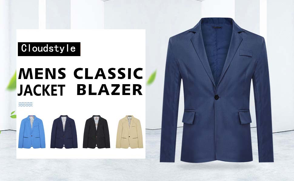 Men's Slim Fit Casual Blazer Jacket Navy