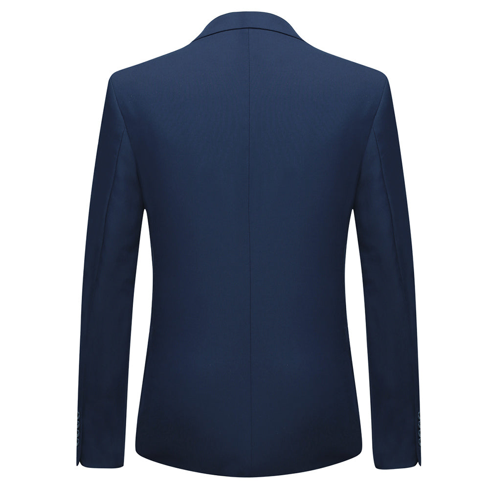 3-Piece Notched Lapel Casual Navy Suit -Cloudstyle