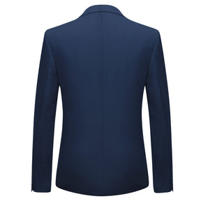 3-Piece Notched Lapel Casual Navy Suit -Cloudstyle