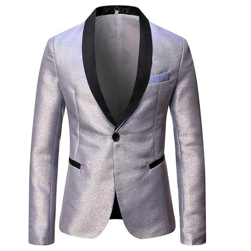 Magic Silver Tuxedo Jacket Luxury Prom Blazer -Cloudstyle