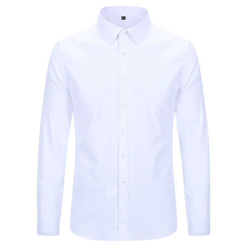 Mens Slim Fit Turn-Down Collar White Shirt - Cloudstyle