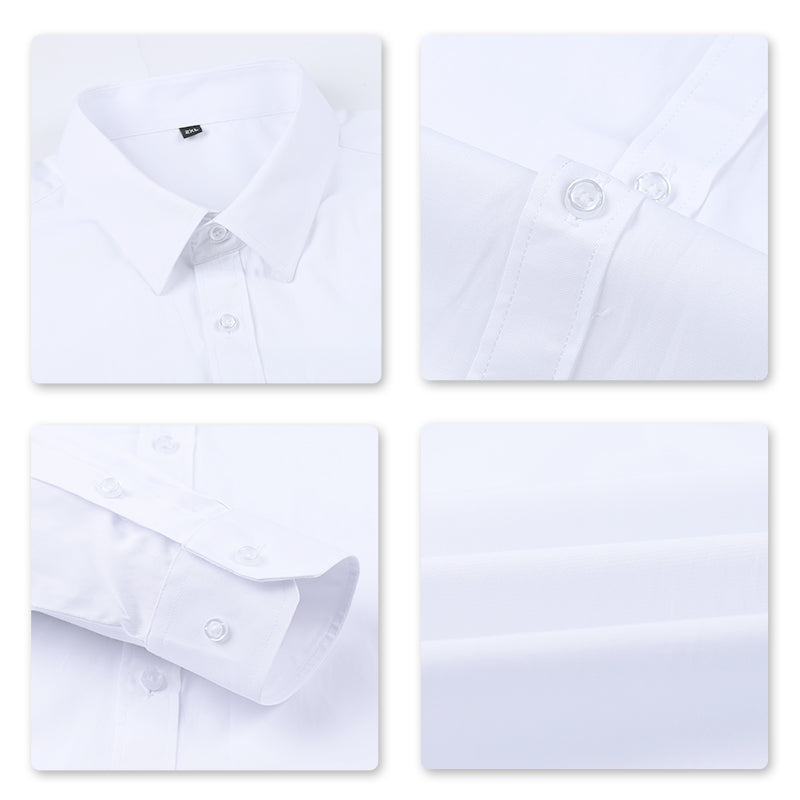 Mens Slim Fit Turn-Down Collar White Shirt - Cloudstyle