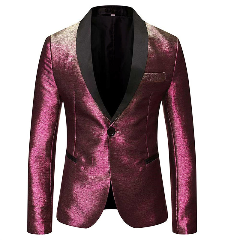 Magic Burgundy Tuxedo Jacket Luxury Prom Blazer -Cloudstyle