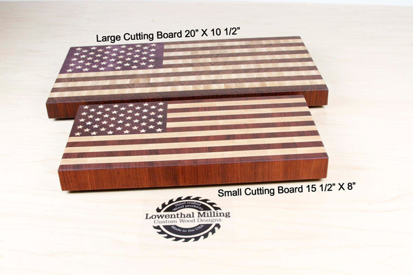 Handcrafted Large American Flag End Grain Cutting Board Lowenthal Milling 7912