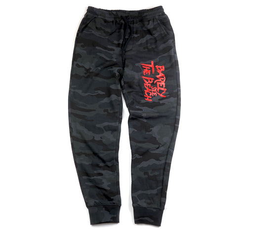 red and black camo joggers