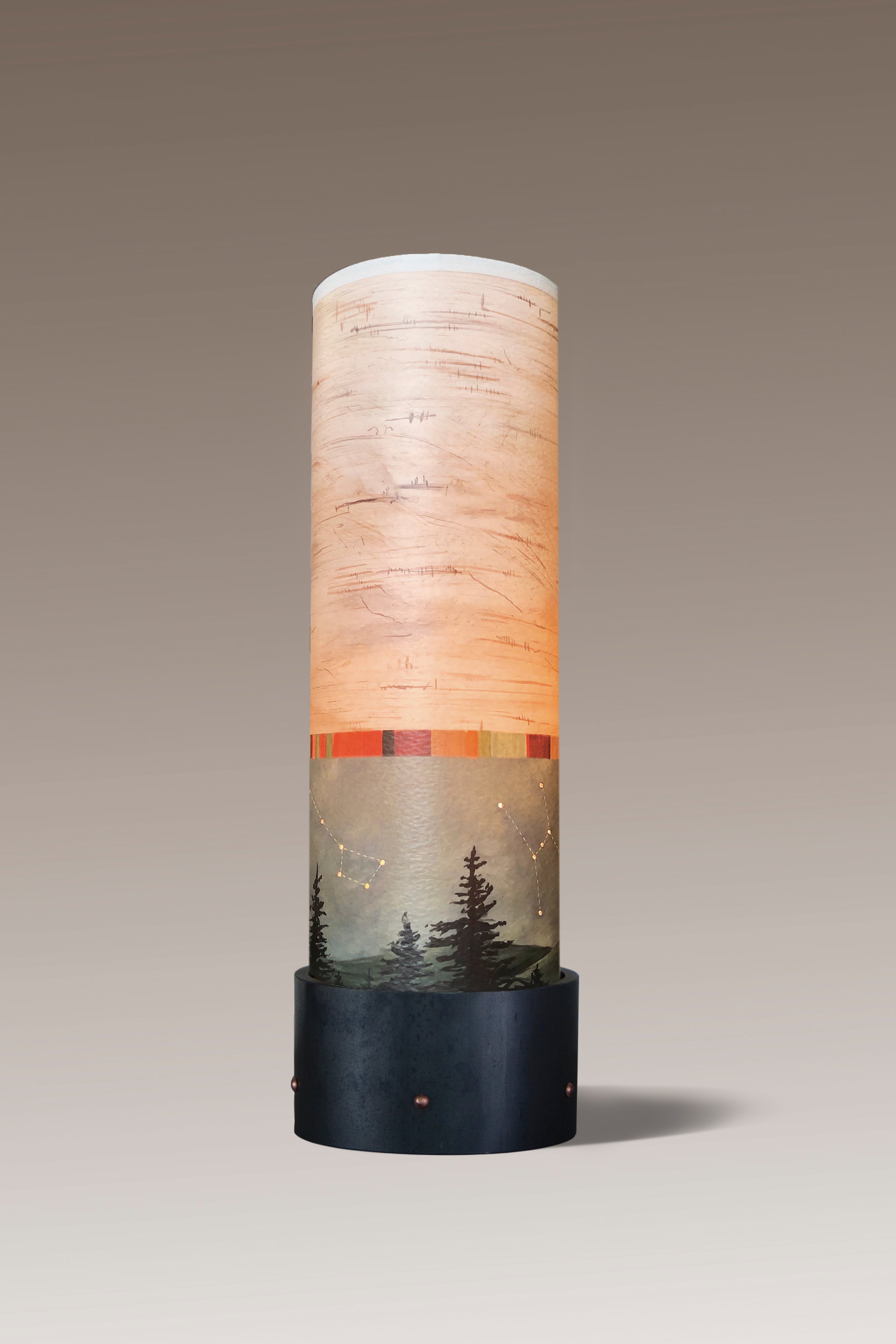 Steel Luminaire Accent Lamp with Birch Midnight Shade