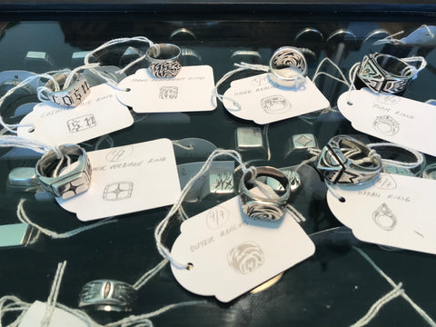 Selection of silver rings 