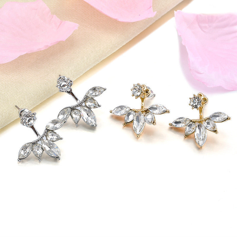 Korean Gold and Silver Plated Leave Crystal Stud Earring – Browista Jewelry