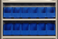 AP42 Picking Bin showing 6 bins wide on 900mm shelf