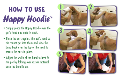 Happy Hoodie keeps dog calm and relieved from loud noises 