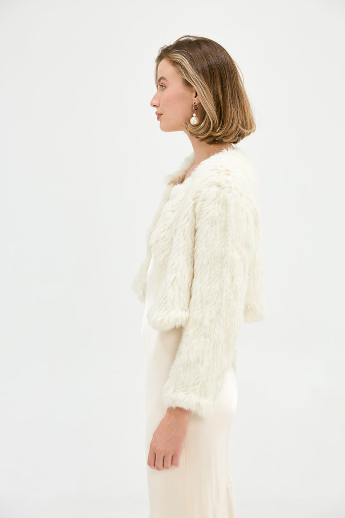 Faux Lola Crop Jacket Ivory Bubish