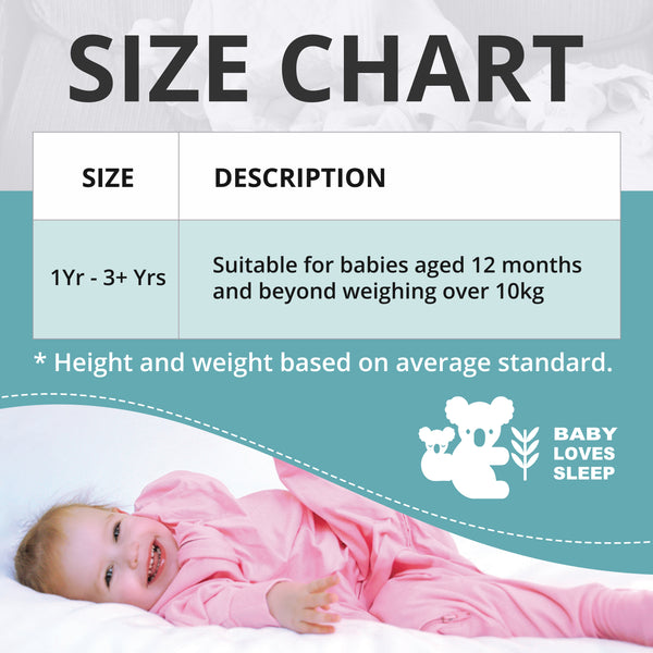 Baby Loves Sleep - Cozy Toddler Onesie Suit Size Chart