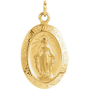 25.00x19.50 mm Porcelain Scapular Pendant in 14K Yellow Gold