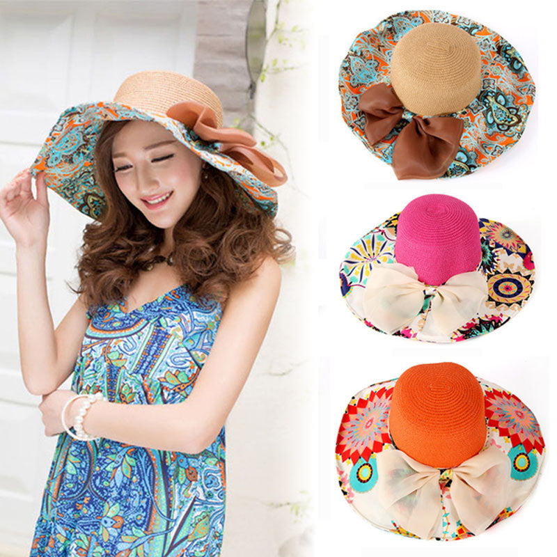 Women Foldable Wide Large Brim Floppy Beach Hat Sun Straw Hat IMY66