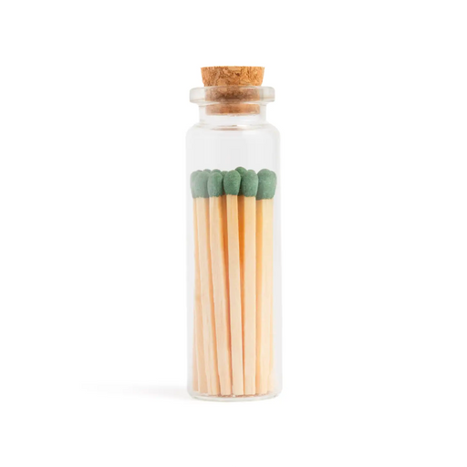 Colorful Wood Matches in Medium Corked Vial With 40 Color Tip Matchsticks 