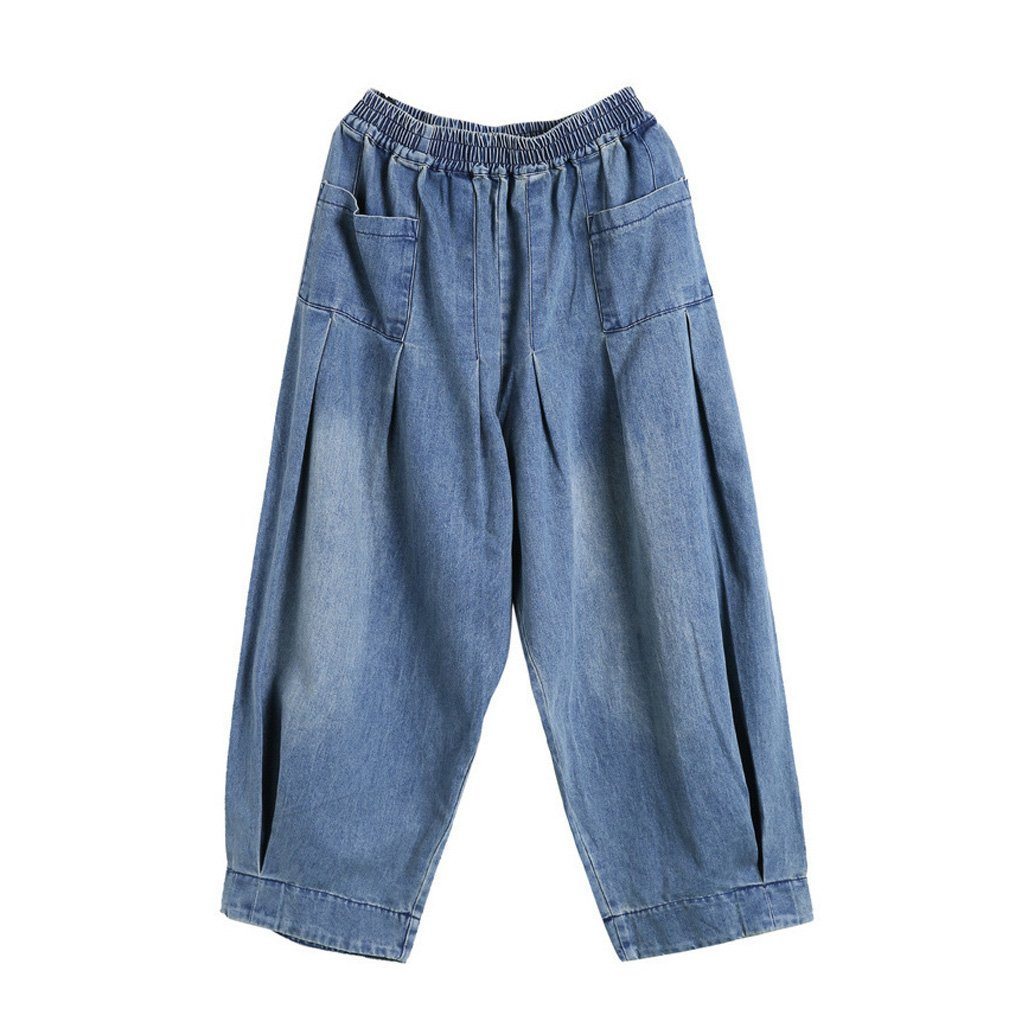 Loose Retro Sand Mopping Casual Denim Pants | Babakud