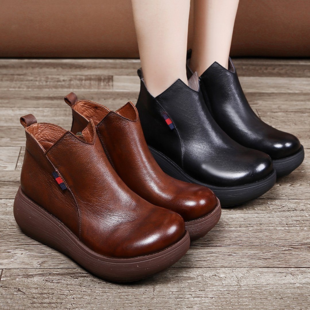 Babakud Solid Simple Platform Women Retro Ankle Boots