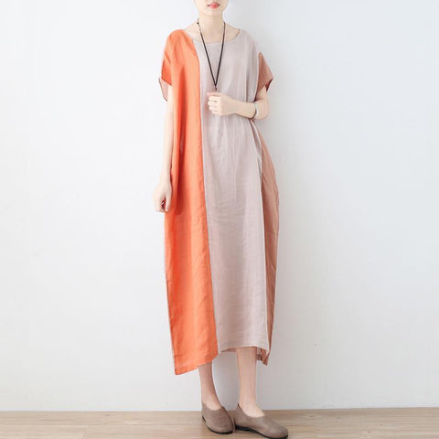 color block linen dress