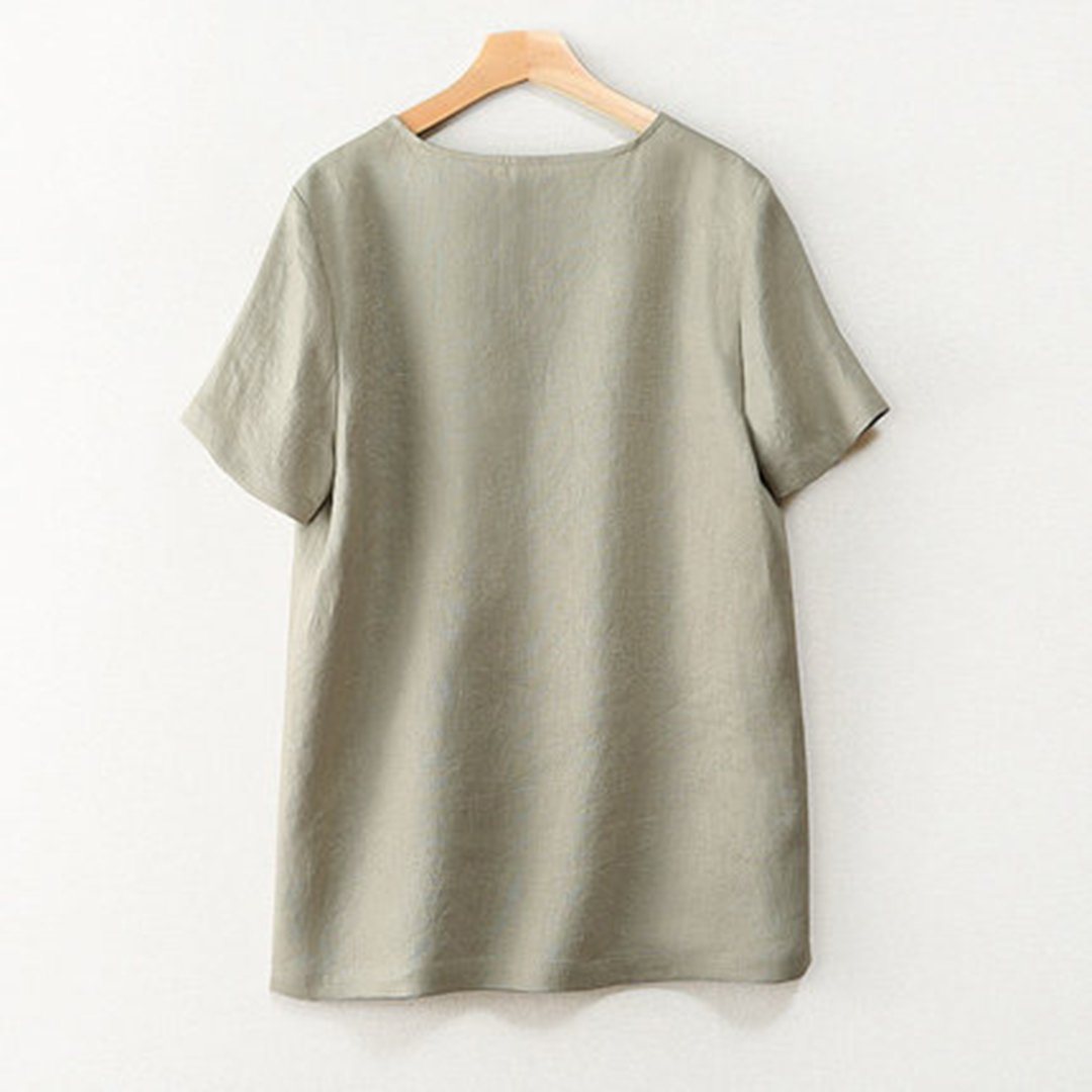 Classic Side Slits Linen T-shirt – Babakud