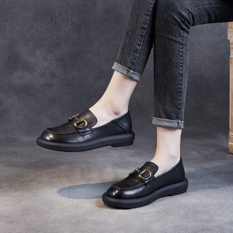 Spring Retro Soft Leather Women Flat Loafers – Babakud