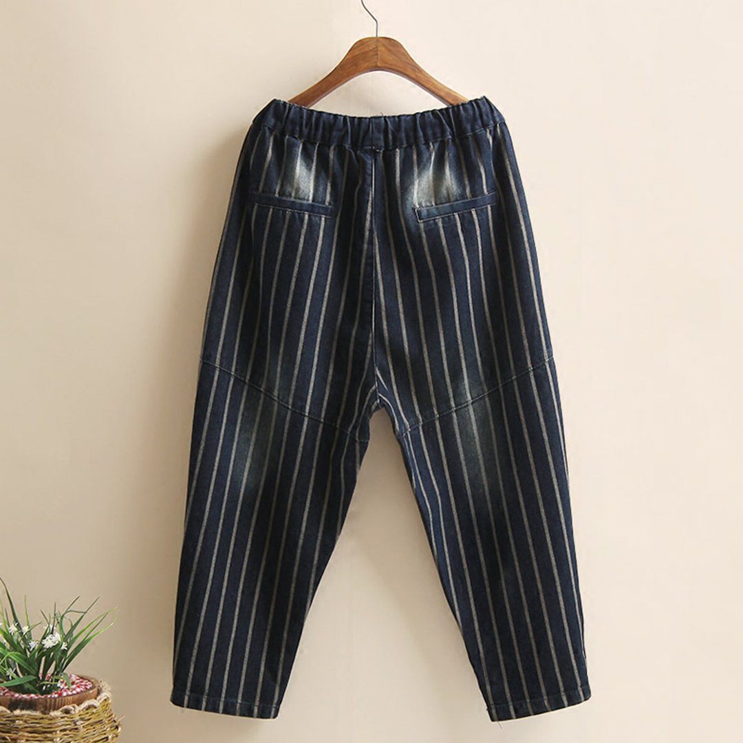 Stripes Elastic Waist Jeans – Babakud