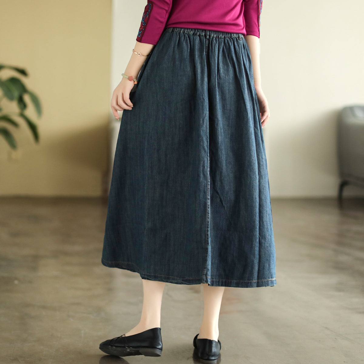 Summer Cotton Denim Retro A-Line High Waist Skirt – Babakud