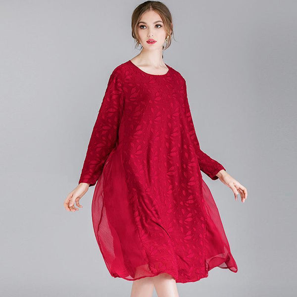 Lace Polyester Seven Percent Sleeve Women Plus Size Dress – Babakud