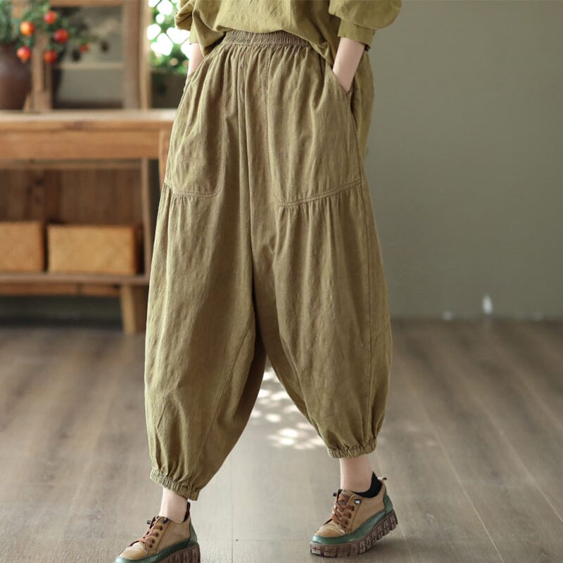Women Spring Retro Loose Casual Cotton Linen Pants – Babakud