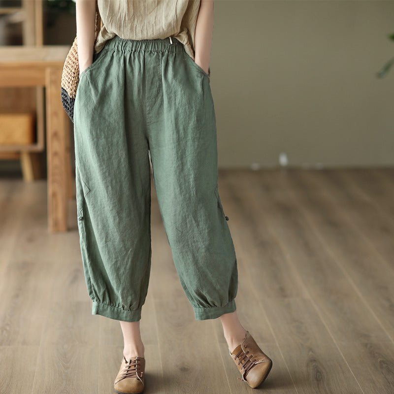 Women Summer Retro Linen Loose Pants – Babakud