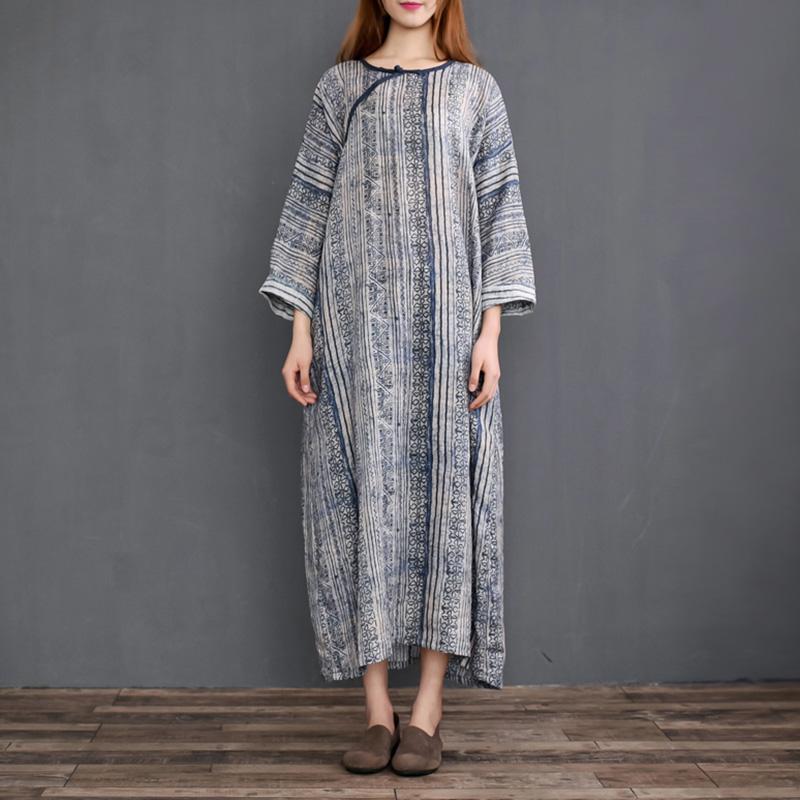 Women's Nordic Totem Printed Linen Robe Dress – Babakud