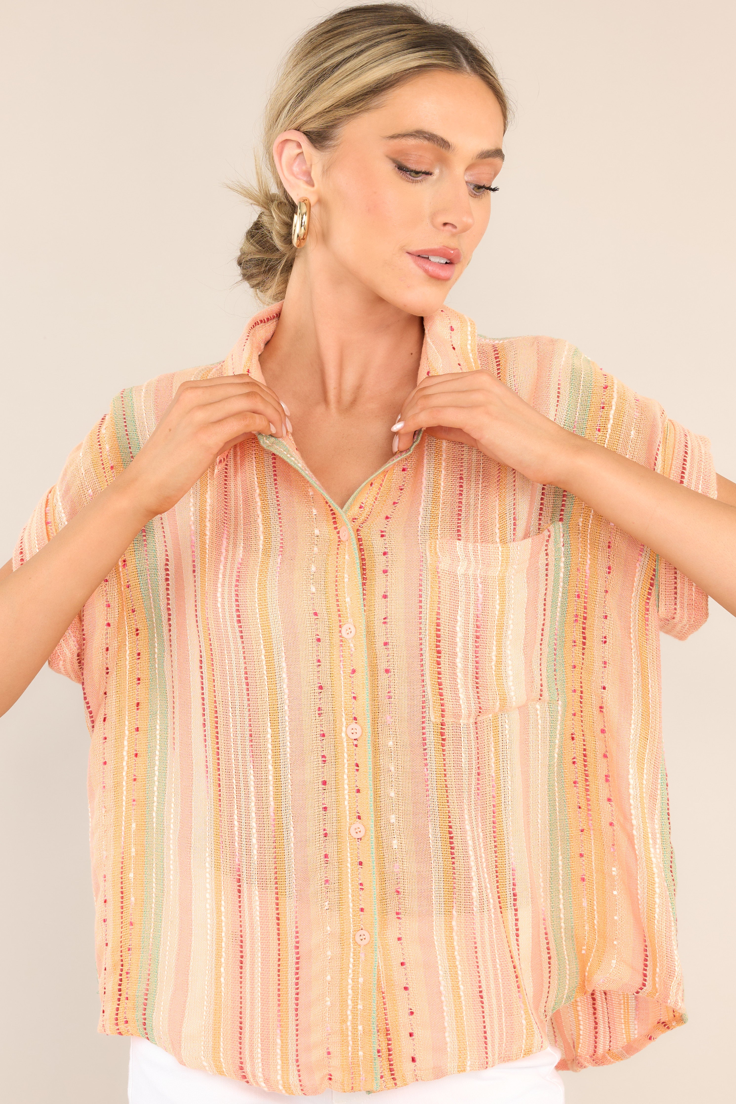 Brighter Than Sunshine Apricot Multi Print Top